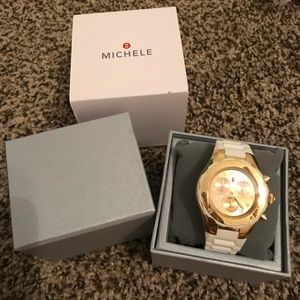 Michele jelly band watch with gold face